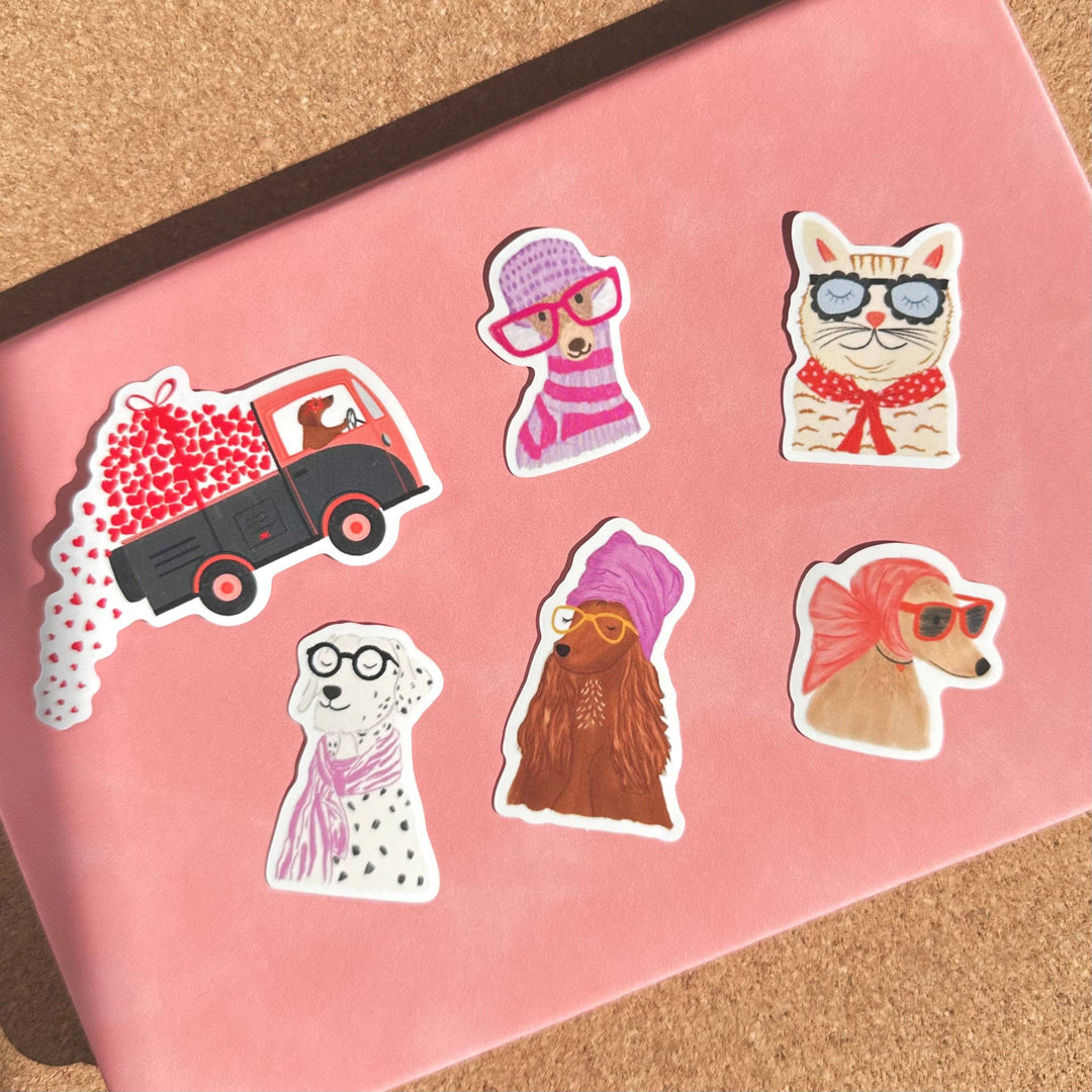 Love Truck Dachshund Star Sunglasses Vinyl Sticker