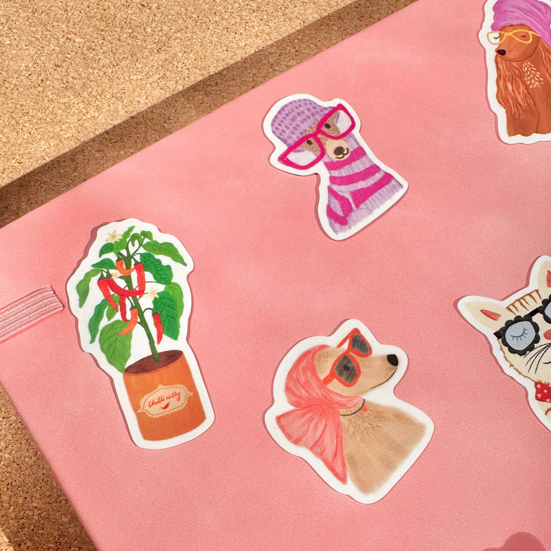 Stylish Greyhound in Glasses &amp; Beanie Vinyl Sticker