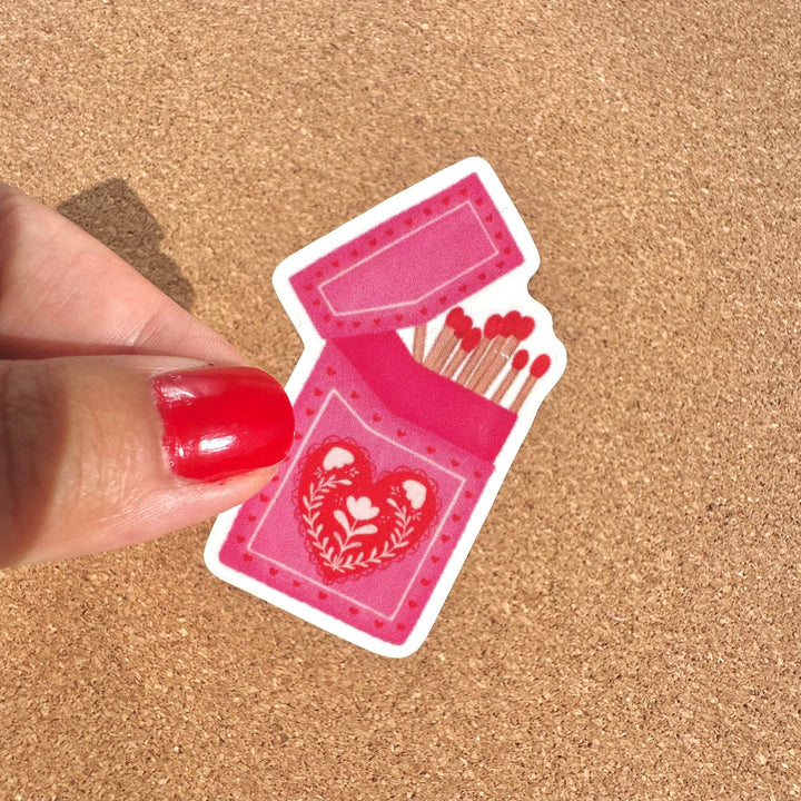 Pink Heart Matchbox Vinyl Sticker