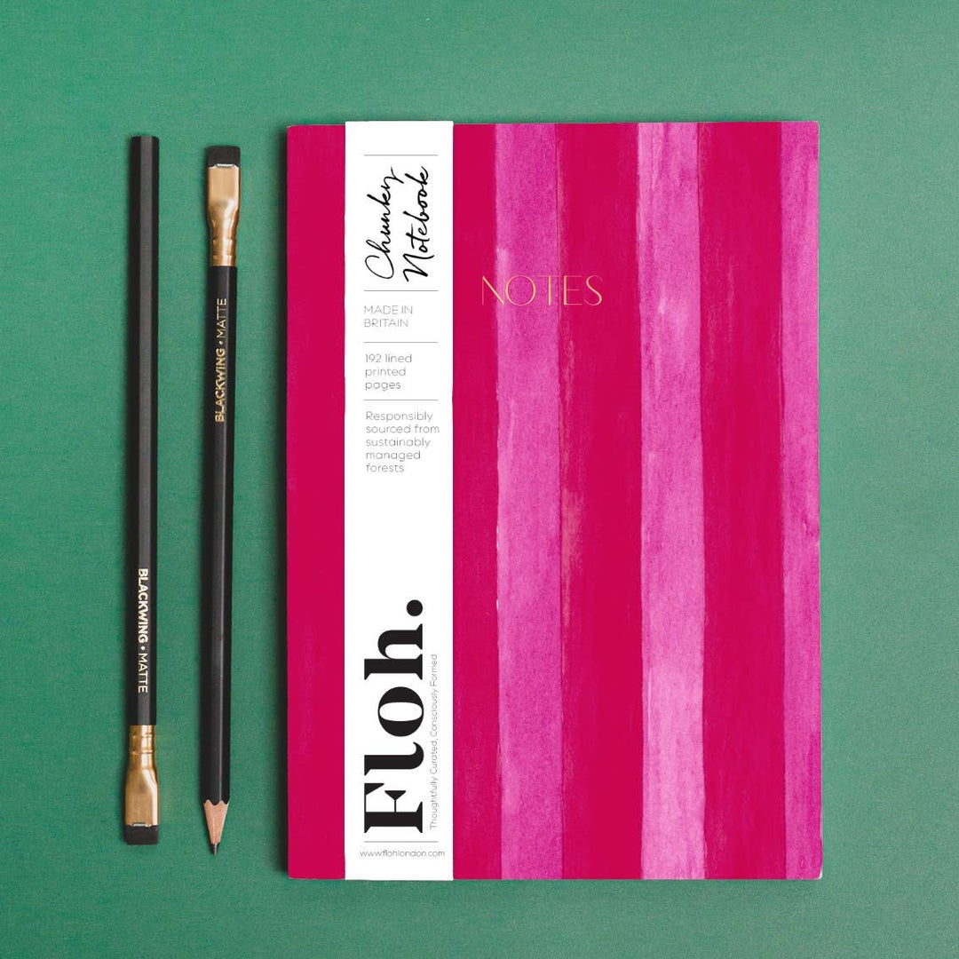 Raspberry &amp; Cherry (Stripes) A5 Chunky Notebook