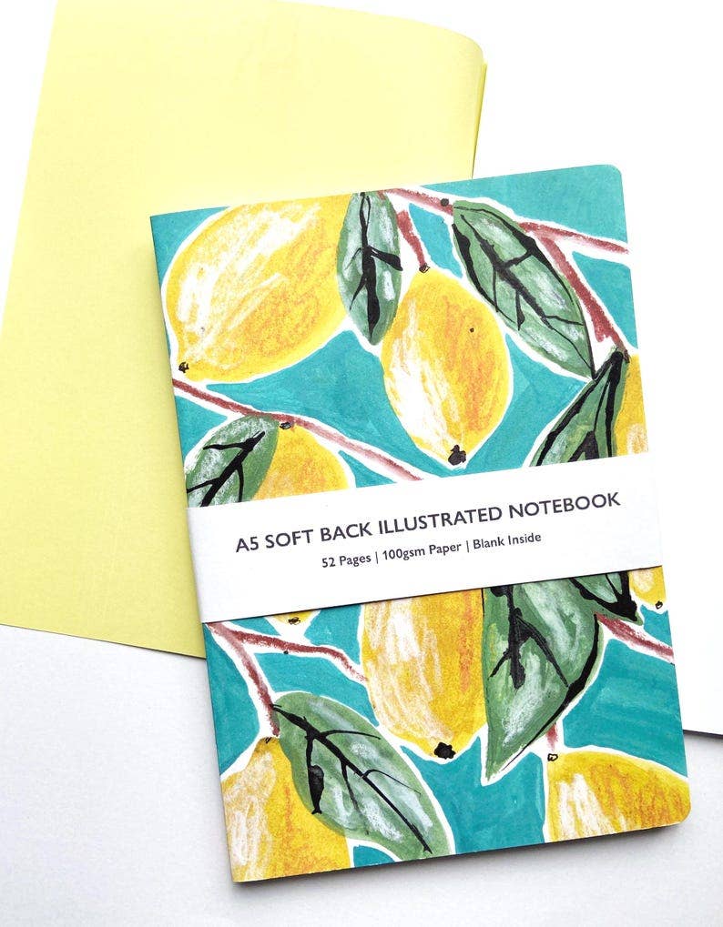 Lemons A5 Soft Back Notebook: Summer Holiday Colourful Vibes