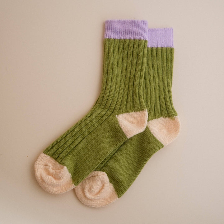 Block Rib Socks in Pistachio