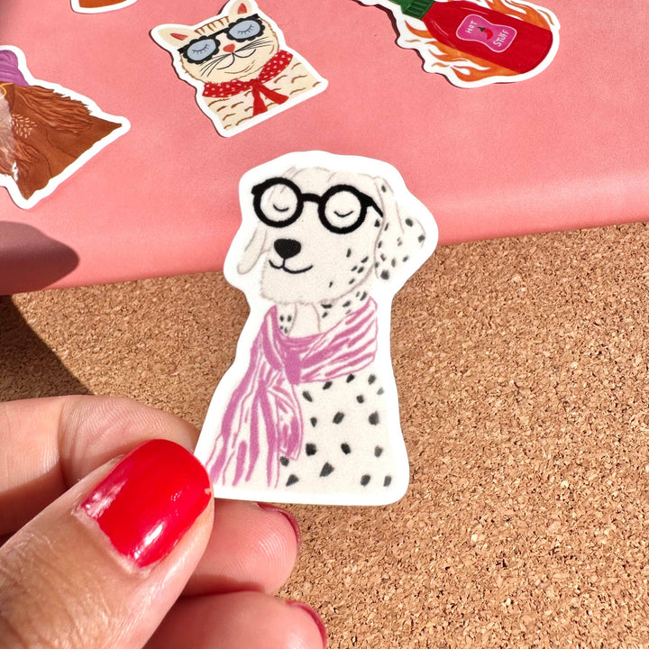 Bookworm Dog Vinyl Sticker