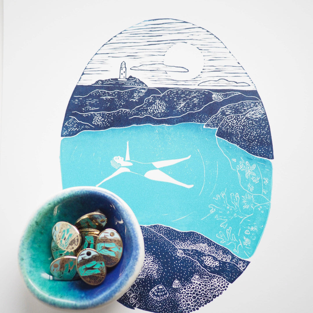 Rock Pool Wild Swimming Enamel Pin