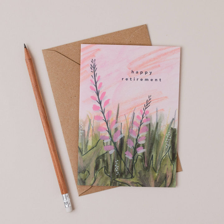 Pink Flowers Retirement Card