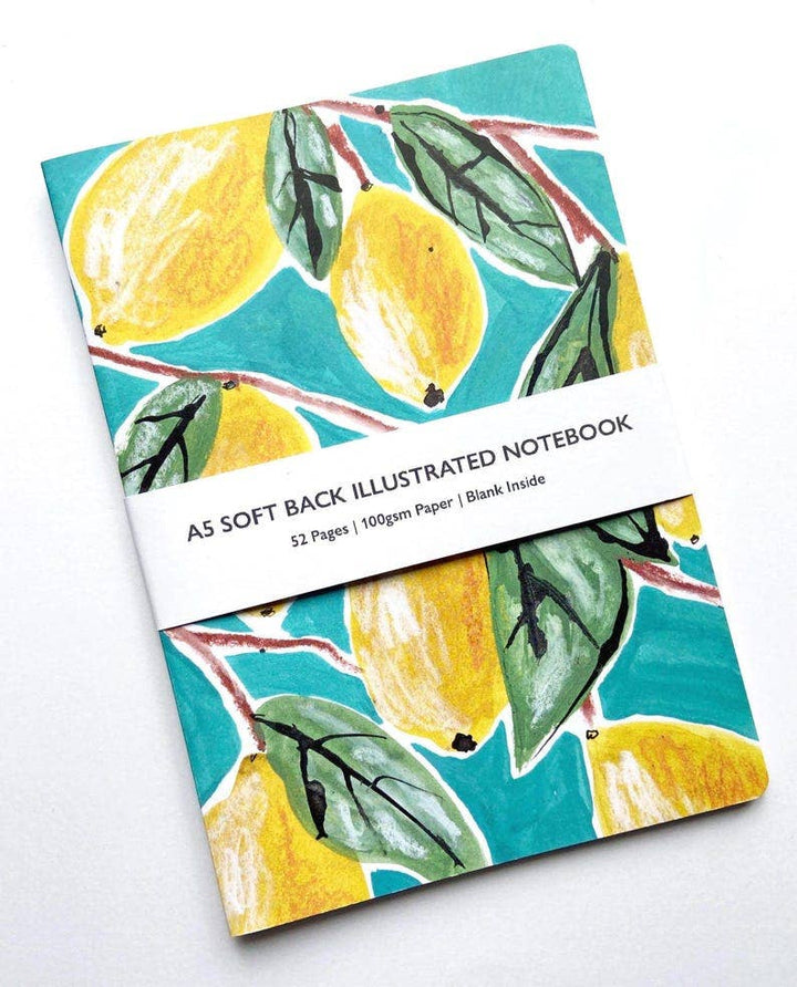 Lemons A5 Soft Back Notebook: Summer Holiday Colourful Vibes