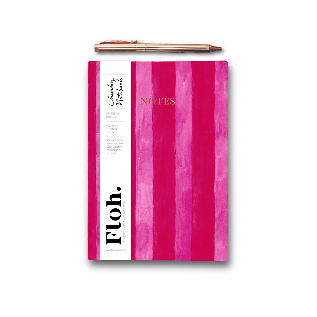 Raspberry &amp; Cherry (Stripes) A5 Chunky Notebook