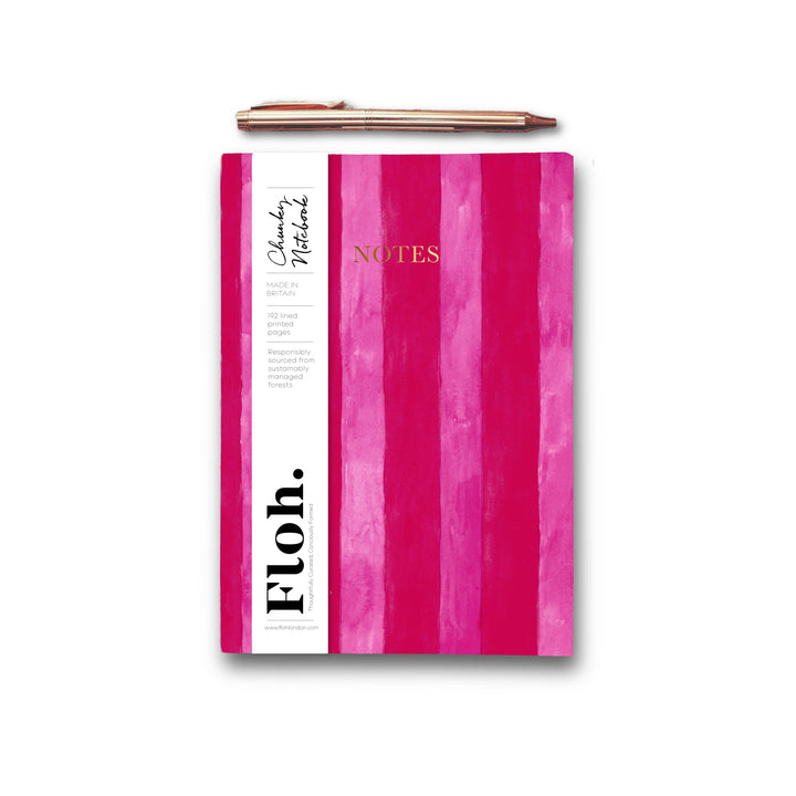 Raspberry &amp; Cherry (Stripes) A5 Chunky Notebook