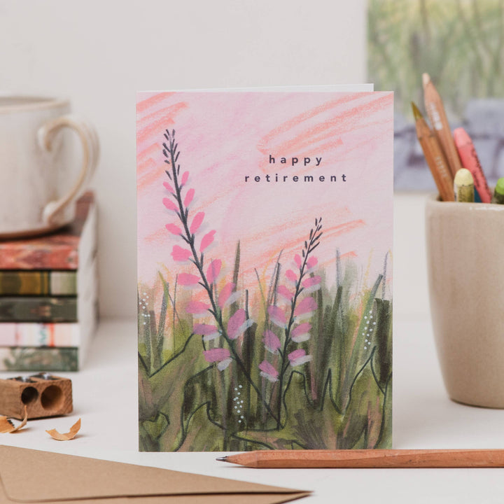 Pink Flowers Retirement Card