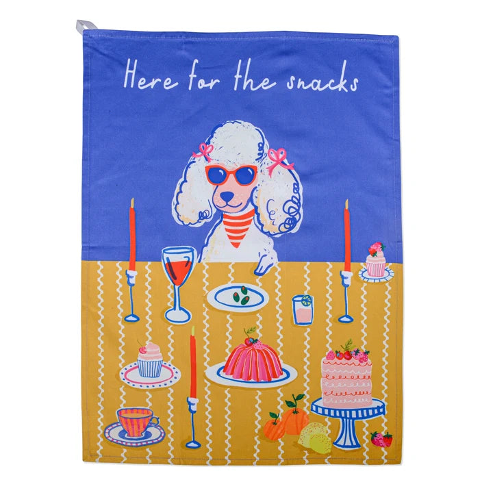 Tea Towel - Here For The Snacks