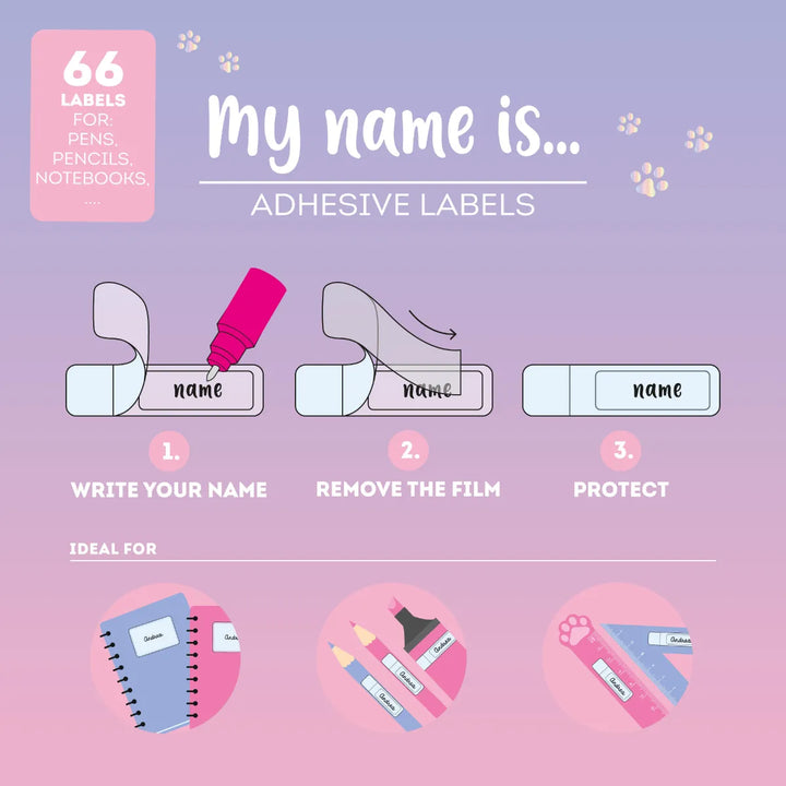 Name Set Of 3 Sticker Sheet - Kitty