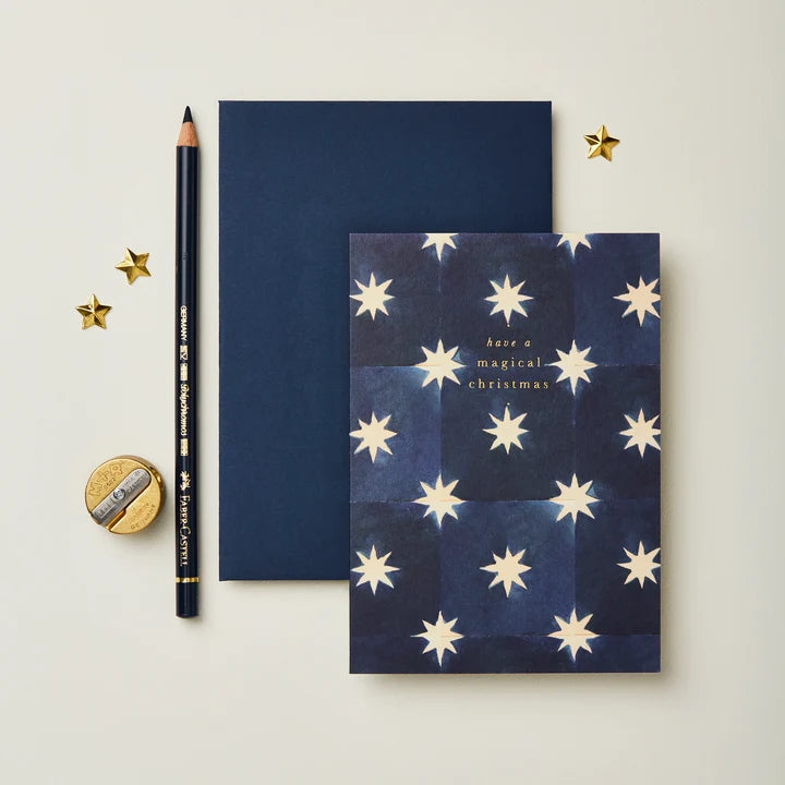 Navy Stars Merry Christmas Card