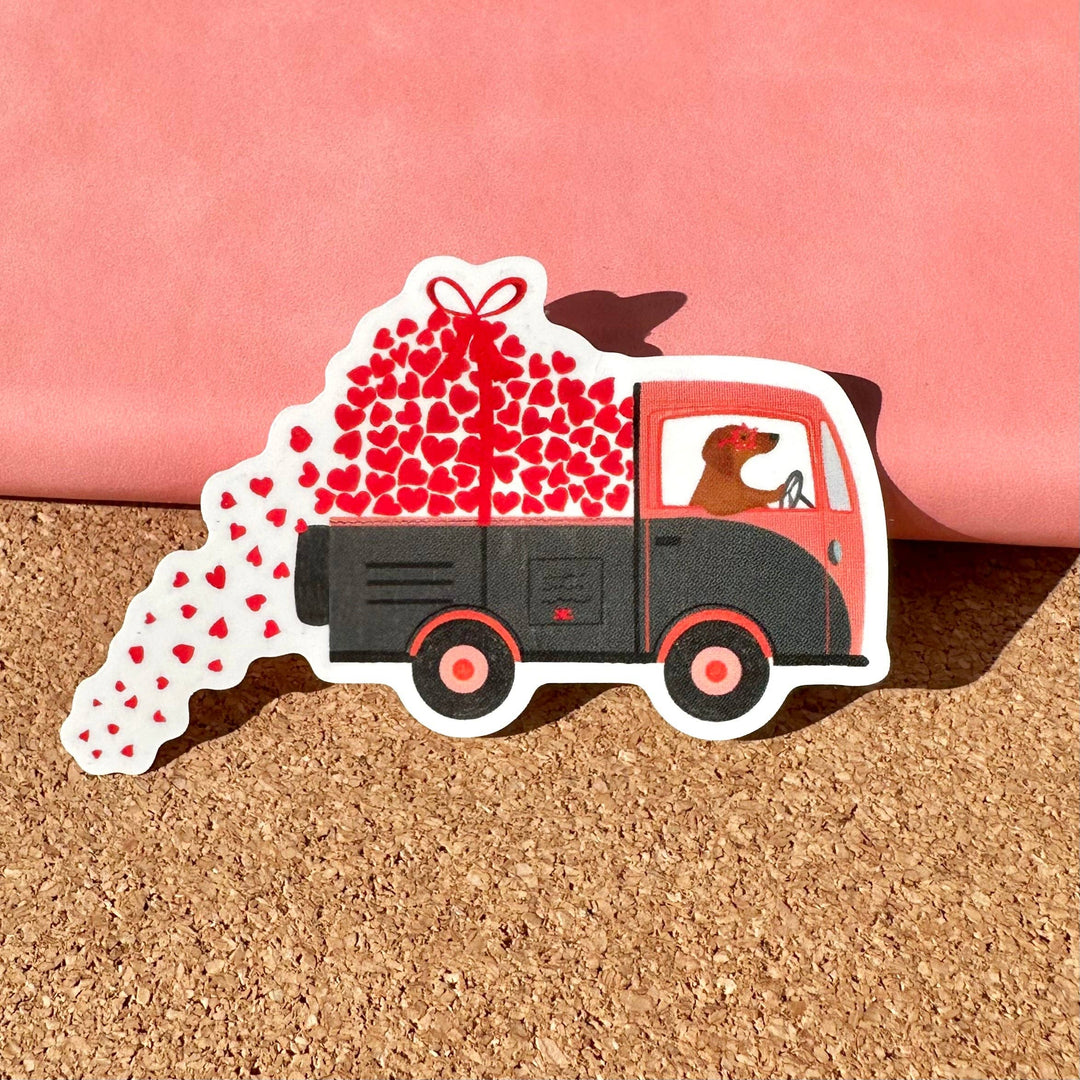 Love Truck Dachshund Star Sunglasses Vinyl Sticker