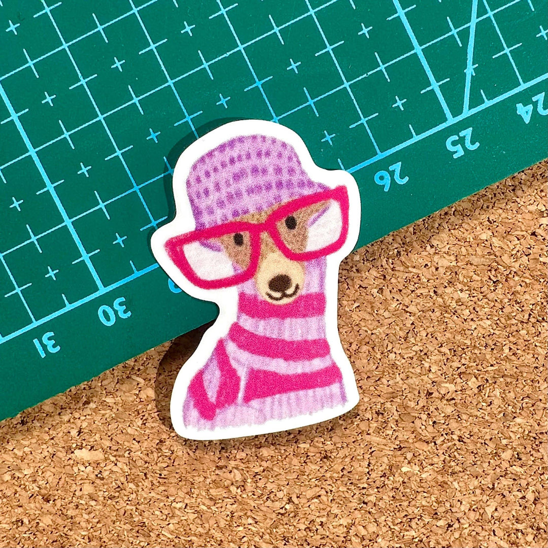 Stylish Greyhound in Glasses &amp; Beanie Vinyl Sticker