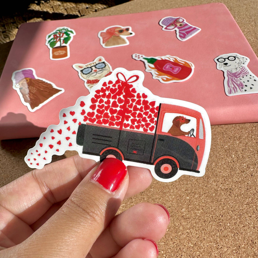 Love Truck Dachshund Star Sunglasses Vinyl Sticker