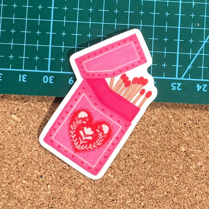 Pink Heart Matchbox Vinyl Sticker