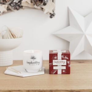 Christmas white jar candle with red box