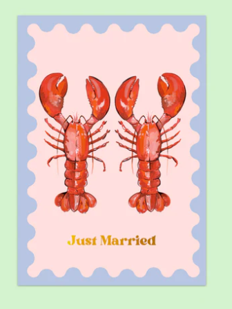Just married lobster Eleanor Bowmer card